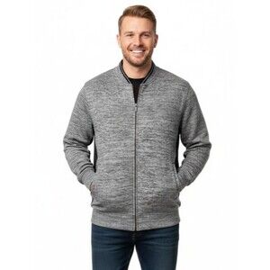 Sean John Men's 2XL Full Zip Sweatshirt Grey Marl Mock Neck Streetwear Y2K EUC